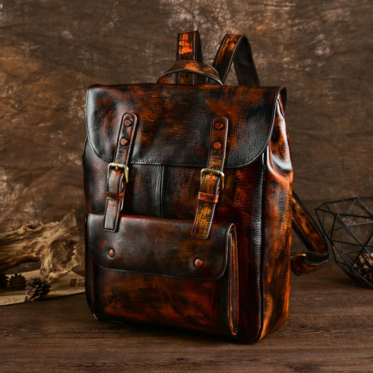 Mochila Casual de Cuero Genuino Estilo Retro Neutro - Image 3