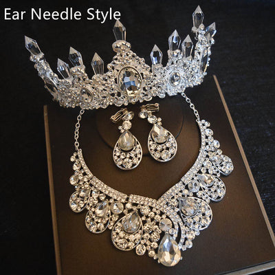 Set de Accesorios Nupciales: Corona, Collar y Aretes para Novia - Image 2