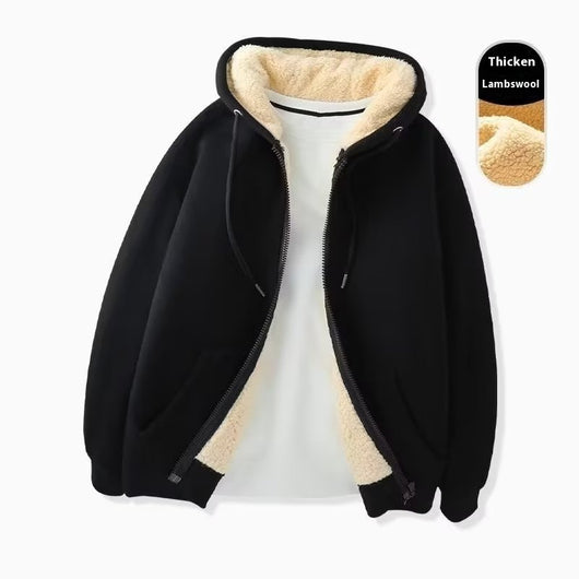 Chaqueta Sudadera de Lana de Cordero con Capucha y Cierre - Image 8