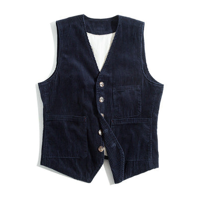Chaleco de Pana para Hombre con Diseño de Patchwork - Primavera Otoño - Image 5