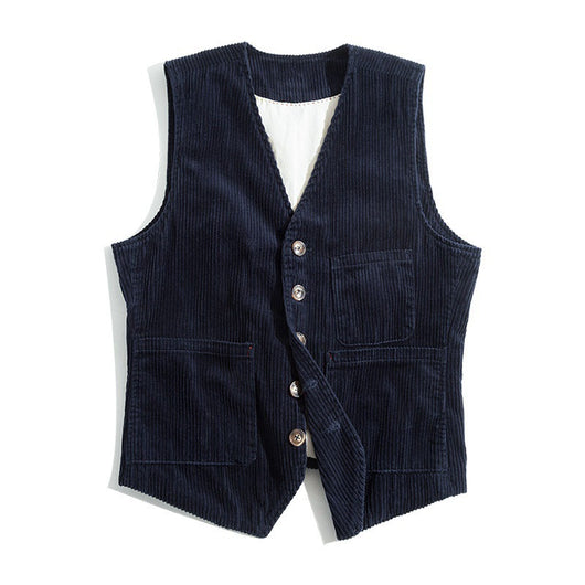 Chaleco de Pana para Hombre con Diseño de Patchwork - Primavera Otoño - Image 5