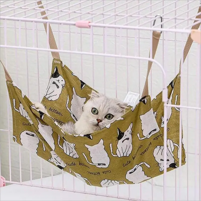 Hamaca Colgante para Gatos de Algodón y Lino Transpirable - Cama Resistente Multicolor con Gancho - Image 8