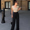 Pantalón de Pierna Ancha Cintura Alta Slim Fit