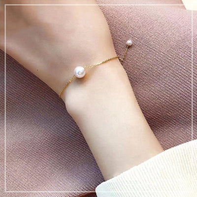 Pulsera de Perla Akoya Japonesa en Oro 18K Ajustable - Blanco Rosado Natural - Image 9