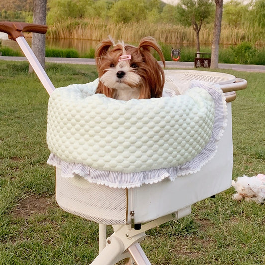 Set de 3 Piezas Acolchonadas Desmontables para Carriola de Mascotas - Algodón Puro Lavable