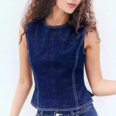 Chaleco Denim Casual sin Mangas Cintura Alta - Image 3