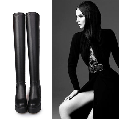 Botas Altas Sobre la Rodilla para Mujer con Suela Gruesa y Aumento Interior - Image 9