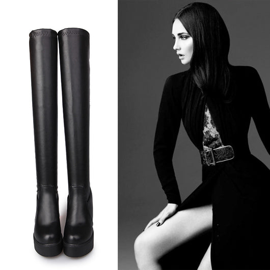 Botas Altas Sobre la Rodilla para Mujer con Suela Gruesa y Aumento Interior - Image 9