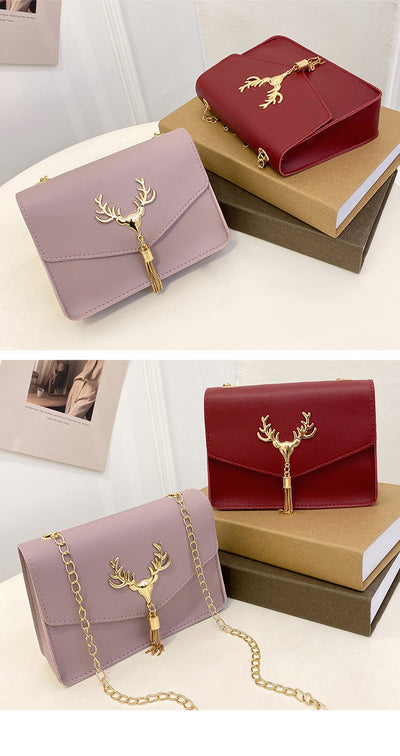 Bolso Crossbody Cuadrado Pequeño con Cadena y Detalle de Borla - Diseño Bicolor Elegante - Image 32