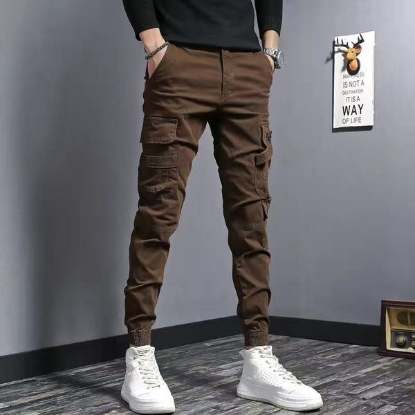Pantalones de Trabajo Slim Fit Café con Elástico para Hombre - Image 3