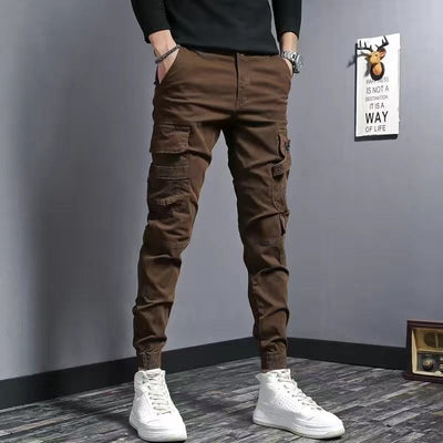 Pantalones de Trabajo Slim Fit Café con Elástico para Hombre - Image 3
