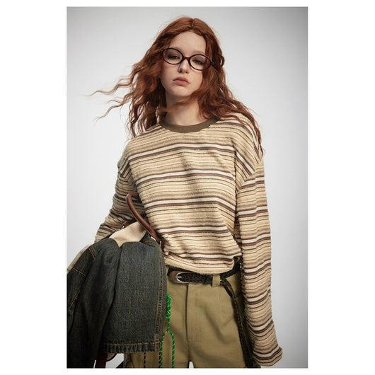 Camiseta a Rayas de Manga Larga - Sudadera Versátil para Hombre y Mujer - Image 3