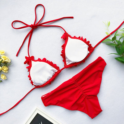 Bikini Triangular Floral Cosido - Estilo Europa Tendencia - Image 6