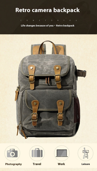 Mochila Cámara SLR Impermeable de Lona - Unisex Profesional - Image 23