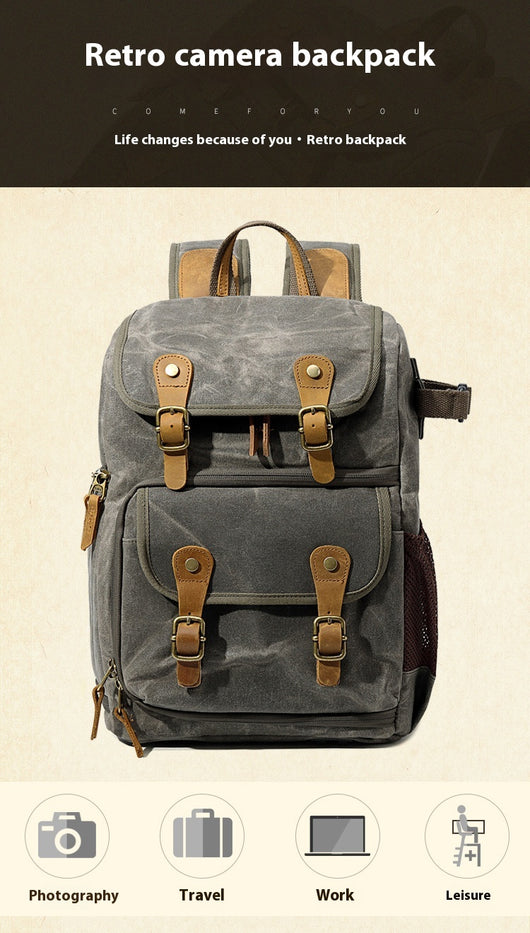 Mochila Cámara SLR Impermeable de Lona - Unisex Profesional - Image 23