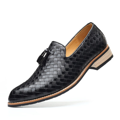 Zapatos de Cuero Punta Afilada con Borlas Estilo Británico para Hombre
