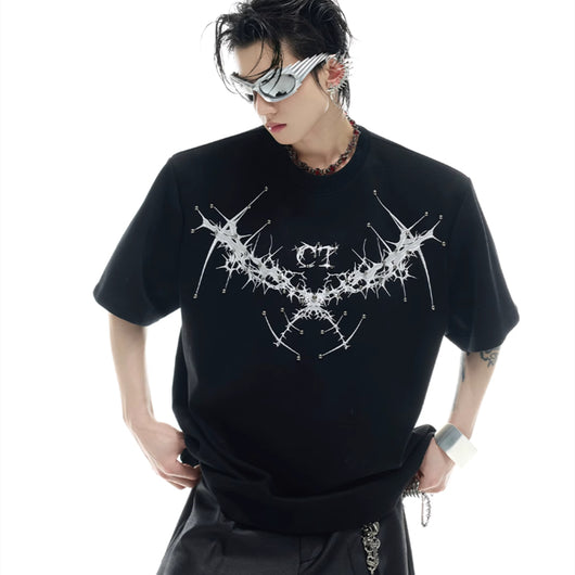 Blusa Suelta con Hombros Acolchados y Cuello Redondo