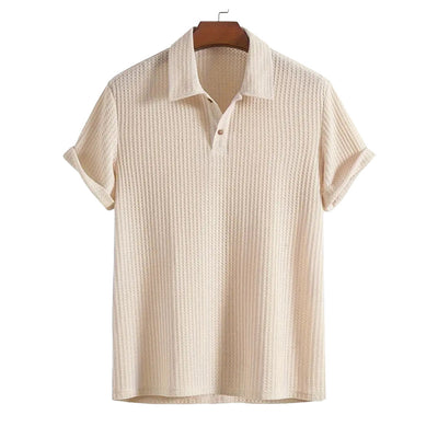 Camisa Casual de Punto Rombo con Solapa - Corte Holgado Manga Corta Hombre - Image 6