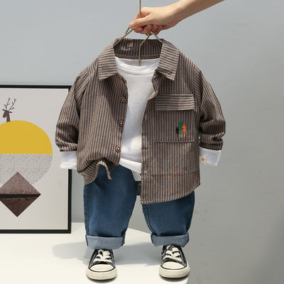 Conjunto Infantil de Camisa Rayada Manga Larga - Image 3