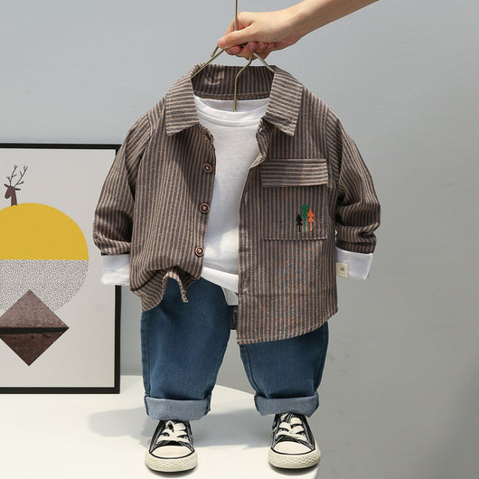 Conjunto Infantil de Camisa Rayada Manga Larga - Image 3