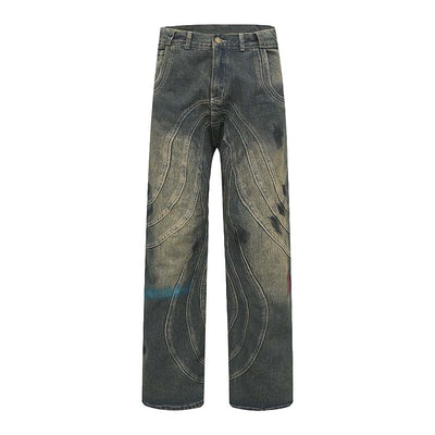 Jeans Rectos con Costuras en Relieve - Diseño Urbano Tridimensional