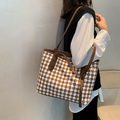 Bolso de Cuadros con Asa Simple y Gran Capacidad para Mujer - Image 3