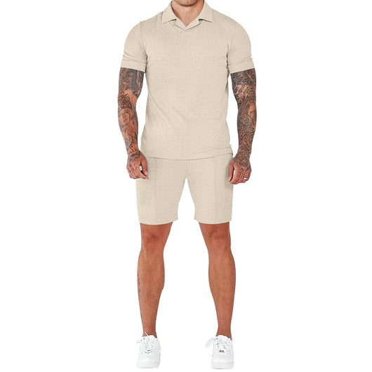 Conjunto Polo Texturizado V-neck y Shorts para Hombre - Image 24