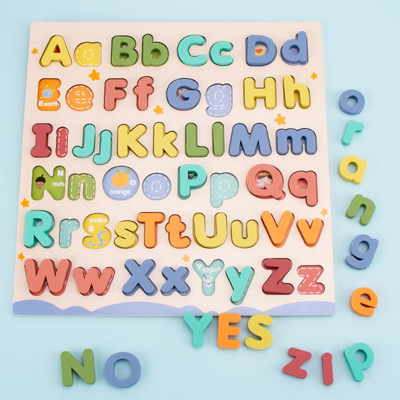 Tablero de Agarre con Letras de Madera para Aprendizaje Temprano