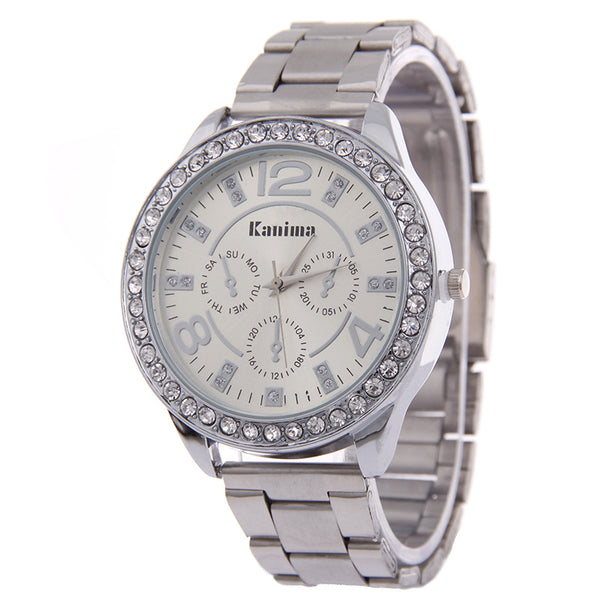 Reloj Británico de Acero Inoxidable con Diamantes de Alta Gama