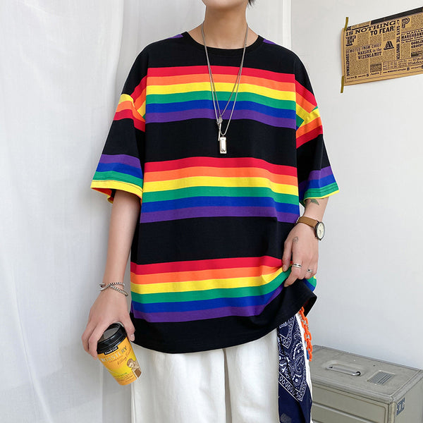 Playera Arcoíris Harajuku de Manga Corta