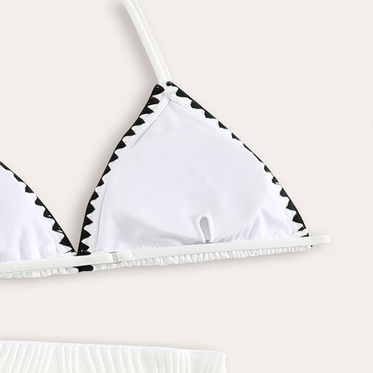 Traje de Baño Tres Piezas Color Sólido para Playa y Vacaciones - Image 11