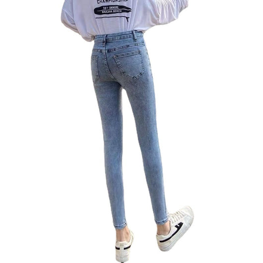 Pantalones Vaqueros Claros Talle Alto Ajustados Elásticos Tipo Lápiz Mujer - Image 10