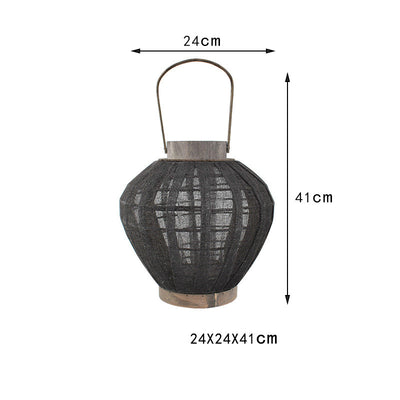 Farol Decorativo de Bambú Tejido con Lino y Portavelas - Image 13