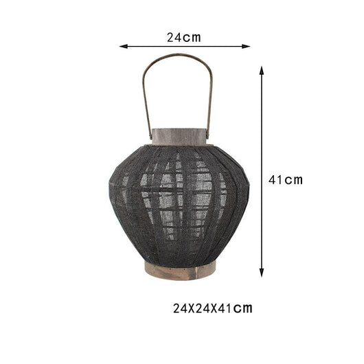 Farol Decorativo de Bambú Tejido con Lino y Portavelas - Image 13