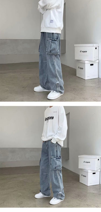 Jeans Rectos Sueltos Estilo Hong Kong para Hombre - Image 8