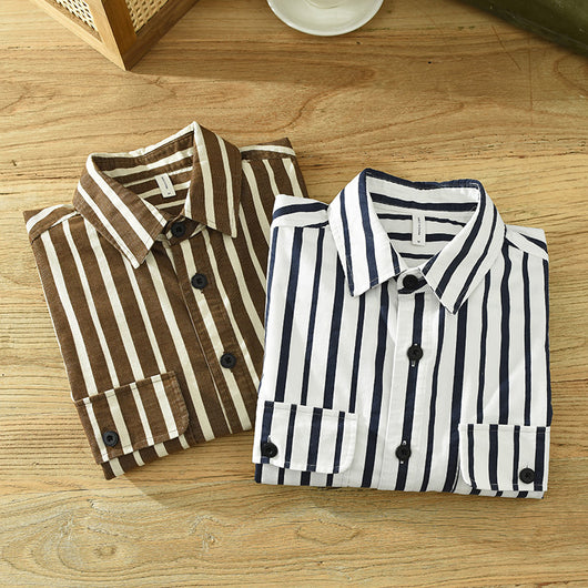 Camisa Suelta a Rayas Remodelada para Hombre Joven - Image 3