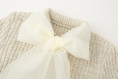 Abrigo Tejido con Moño Organza Transparente en Colores Sólidos - Image 16