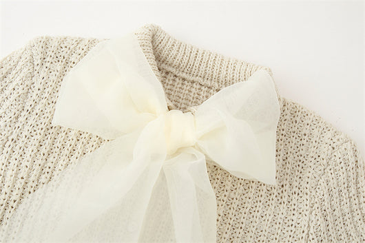 Abrigo Tejido con Moño Organza Transparente en Colores Sólidos - Image 16