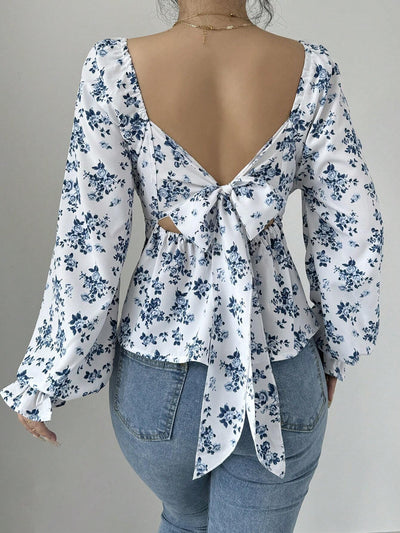 Blusa Floral de Invierno con Cuello Cuadrado y Mangas Abullonadas - Image 12