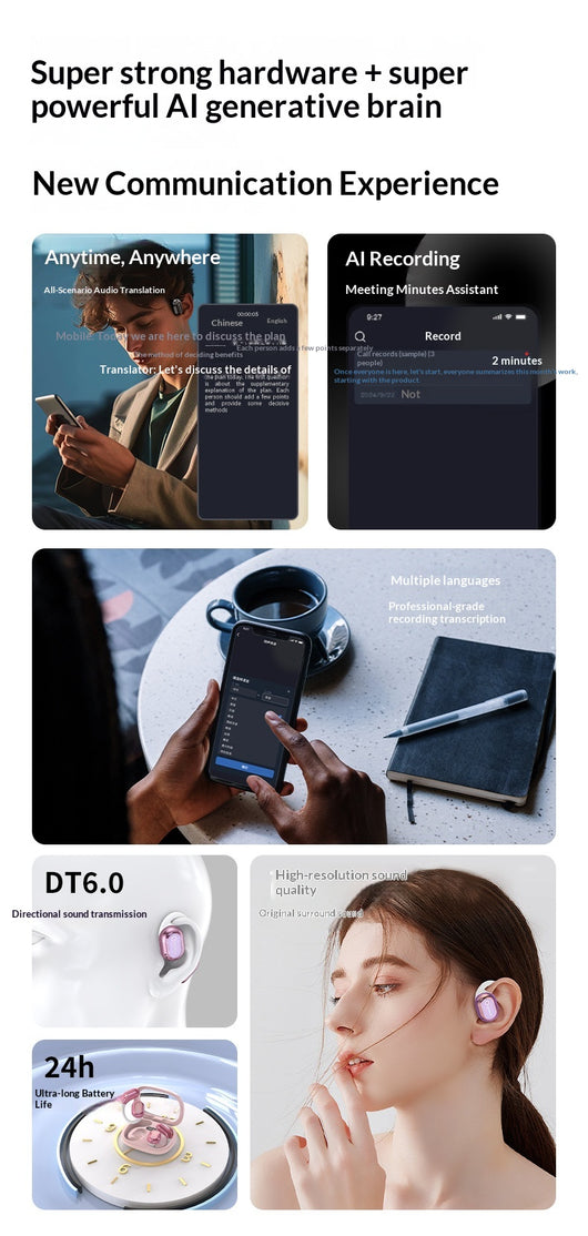 Auriculares Traductores Inteligentes Y16 - Traductor Chino-Inglés Binaural con IA - Image 19