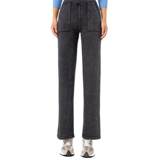 Pantalones Cargo Retro Cintura Alta Mujer Pierna Recta Ancha - Image 5