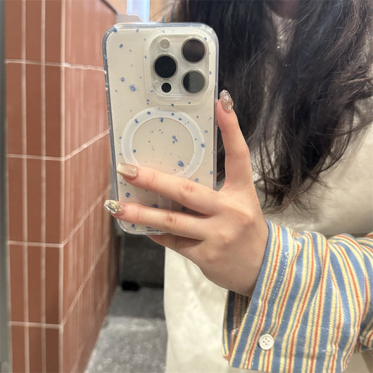 Funda Magnética para Celular Beige con Salpicadura Azul - Image 7