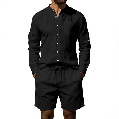 Conjunto de Camisa y Shorts de Lino para Hombre - Image 29