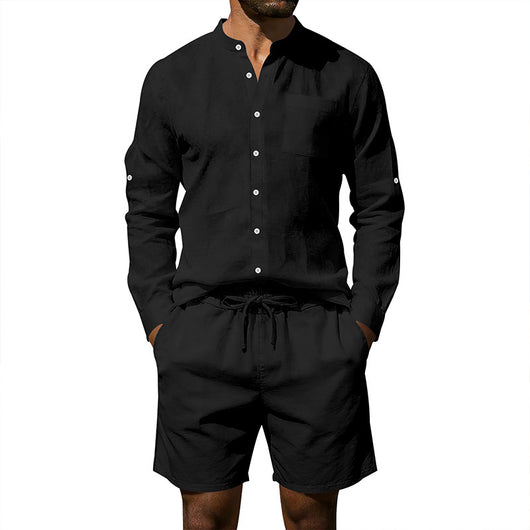 Conjunto de Camisa y Shorts de Lino para Hombre - Image 29