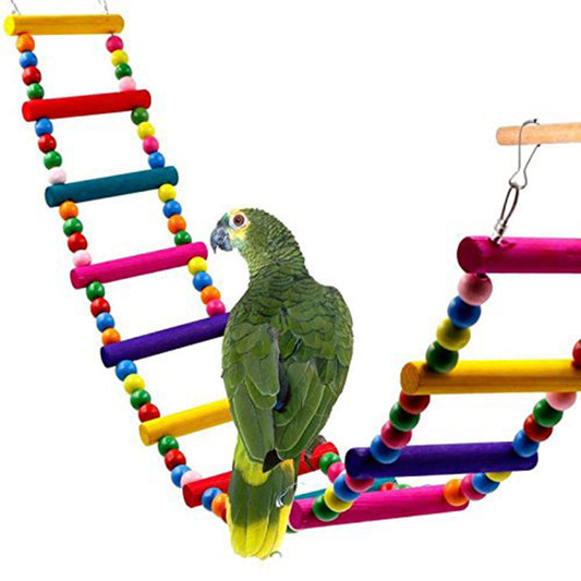 Escalera de Cuentas de Madera Giratoria con Loro Colorido