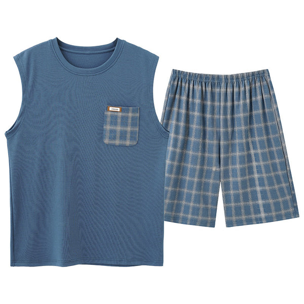 Pijama Masculino de Algodón Transpirable Absorbente de Humedad