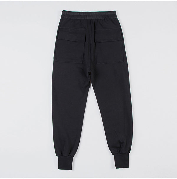 Pantalones Holgados de Algodón con Cintura Elástica y Bolsillos - Gris y Negro
