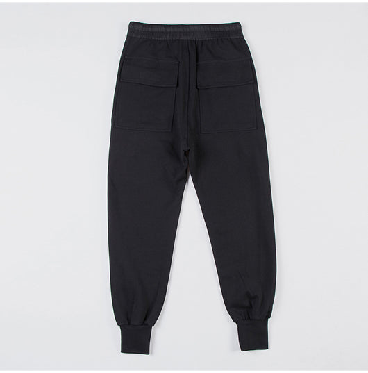 Pantalones Holgados de Algodón con Cintura Elástica y Bolsillos - Gris y Negro - Image 2