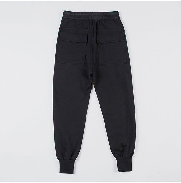 Pantalones Holgados de Algodón con Cintura Elástica y Bolsillos - Gris y Negro