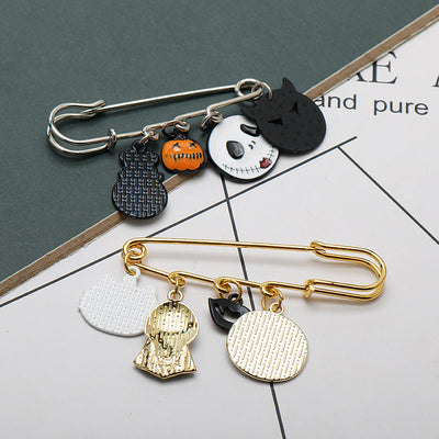 Broche Calabaza Gotante con Gato, Fantasma y Calavera - Image 9